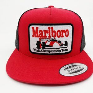 World Championship Team Red And Black Yupoong Flat Bill Snap Back Hat Cap